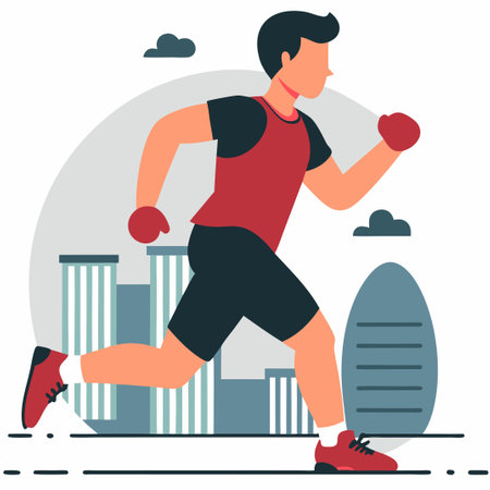 Running Concept Illustration Depicting Movement and Determinationのイラスト素材