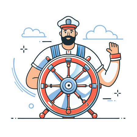 A Sailor's Steady Hand: Steering the Course with Confidenceのイラスト素材