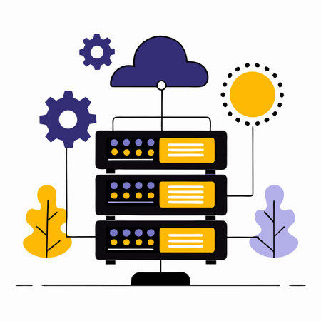 Server Concept: Interconnected Data and Cloud Storage Illustrationのイラスト素材