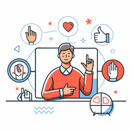 Illustrating the Power of Communication: A Sign Language Lessonのイラスト素材