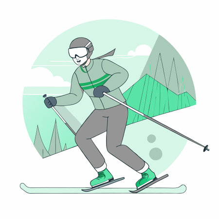 Captivating Concept Illustration Depicting Exhilarating Skiing Adventure (3)のイラスト素材