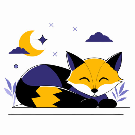 Peaceful Slumber of a Tranquil Fox Concept Illustrationのイラスト素材