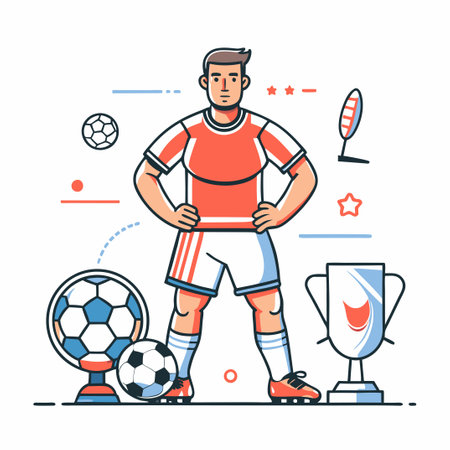 Dynamic Soccer Player Concept Depicted in Striking Illustrationのイラスト素材