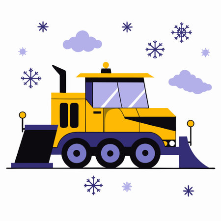 Snowplow Concept Illustration: A Glimpse into a Wintery Landscapeのイラスト素材