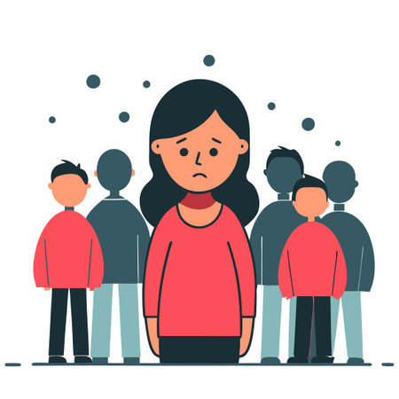 Person Feeling Anxious and Isolated in a Social Settingのイラスト素材