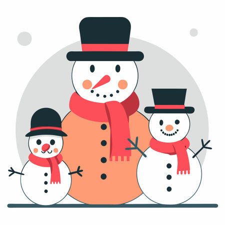 Three-member Snowman Family Concept Illustrationのイラスト素材