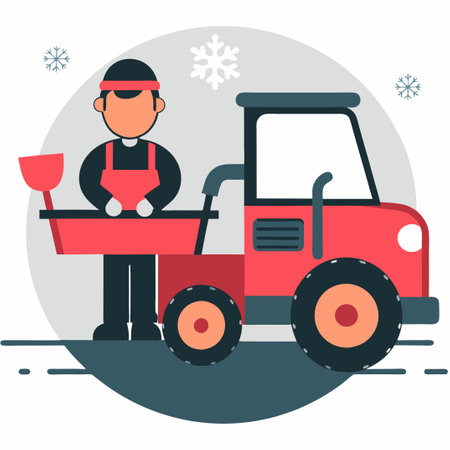 Innovative Snow Removal Concept Illustrated with Modern Techniques and Equipmentのイラスト素材