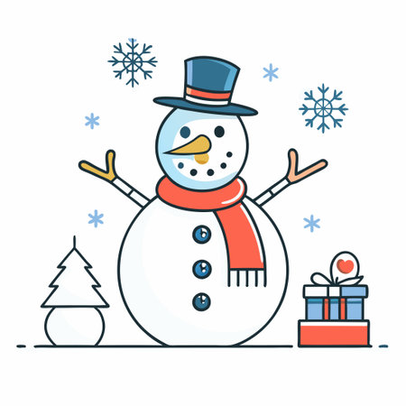 Whimsical Winter Delight: An Artistic Interpretation of a Snowman Conceptのイラスト素材