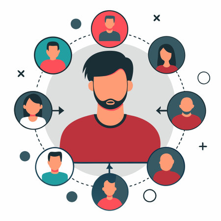 People Interconnected through Social Media on Technology Devicesのイラスト素材