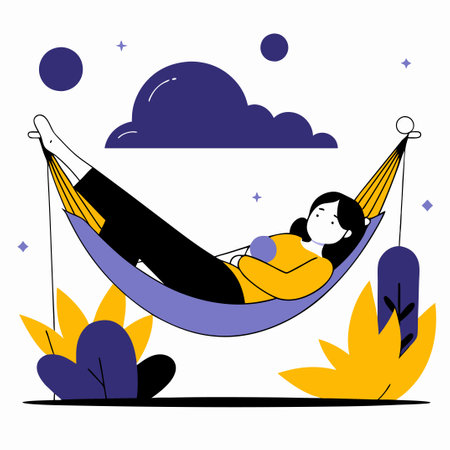Serene Relaxation in a Hammock Amidst Nature's Embraceのイラスト素材