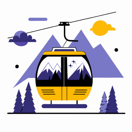 Innovative Ski Lift Concept Design for Efficient and Panoramic Mountain Ascentのイラスト素材
