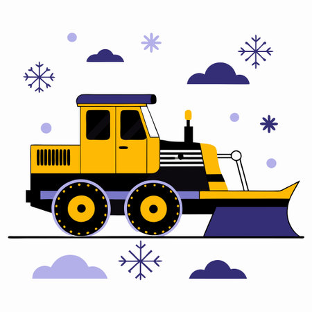 Innovative Snowplow Concept Illustration in Vibrant Blue Huesのイラスト素材
