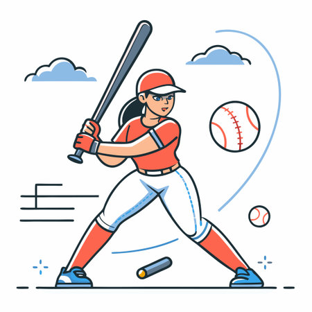 Creative Illustration of a Softball Concept with Dynamic Linesのイラスト素材
