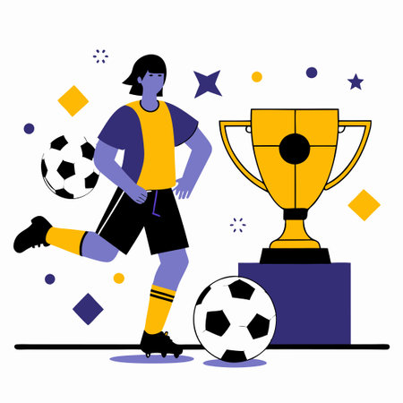 Dynamic Soccer Illustration Depicting the Exhilaration of the Gameのイラスト素材