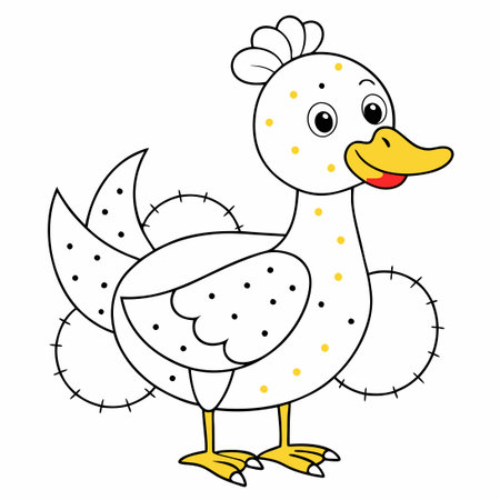 Printable Dot-to-Dot Goose Coloring Page for Creative Kids Number 3のイラスト素材