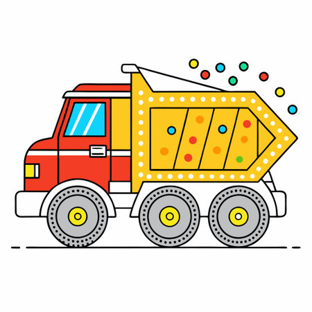 Dot-to-Dot Dump Truck: Engage in Creative Fun with Kids, Coloring Page for Childrenのイラスト素材
