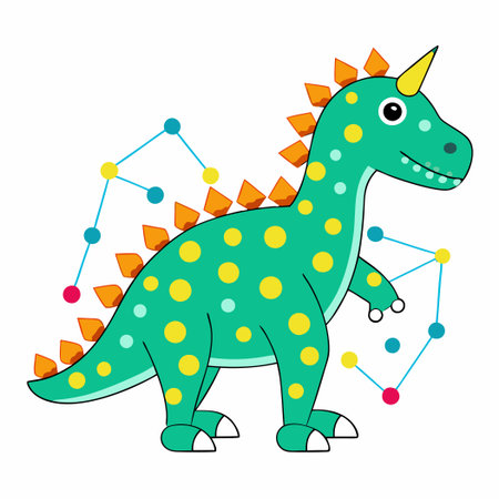 Connect the Dots to Reveal a Majestic Kentrosaurus Dinosaurのイラスト素材