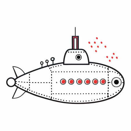 Intricate Submarine Dot-to-Dot Puzzle for Imaginative Kids and Adultsのイラスト素材