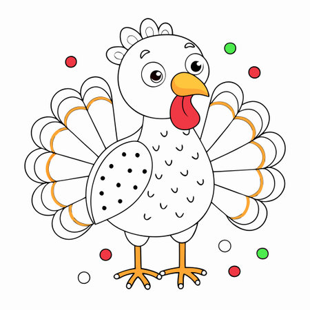 Connect the Dots Turkey Coloring Fun for Kidsのイラスト素材