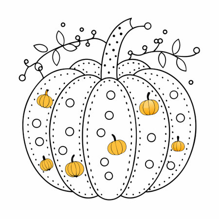 Thanksgiving Pumpkin Dot-to-Dot Coloring Activity for Kids and Adultsのイラスト素材