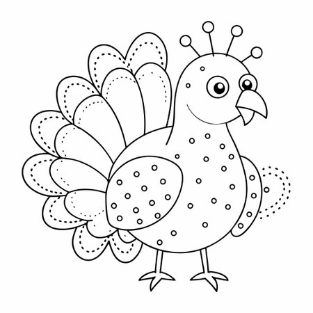 Connect-the-Dots Thanksgiving Turkey Coloring Adventure for Kidsのイラスト素材