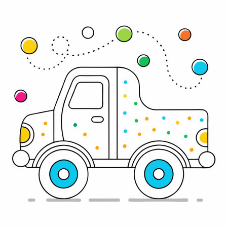 Dot-to-Dot Truck Coloring Adventure for Kidsのイラスト素材