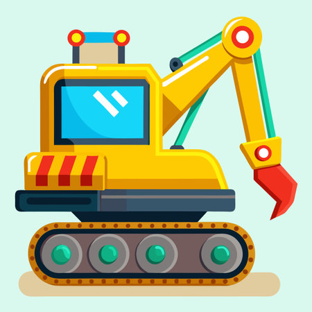Cartoon Excavator Clipart: A Joyous Illustration for Allのイラスト素材