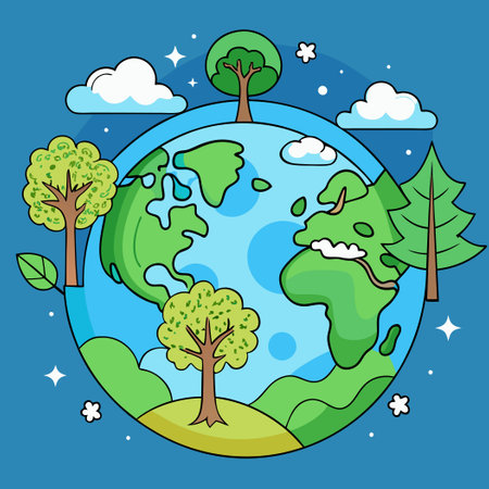 Earth Day Trees Crowning the Earth for a Greener Futureのイラスト素材