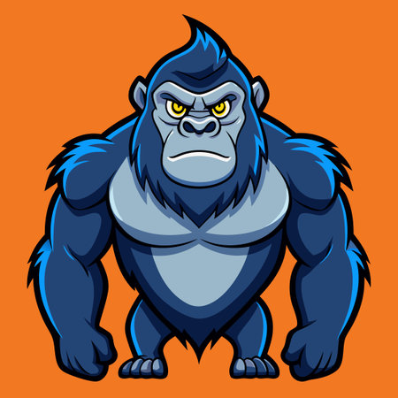 Cute and Humorous Gorilla Cartoon Character Vector Illustrationのイラスト素材