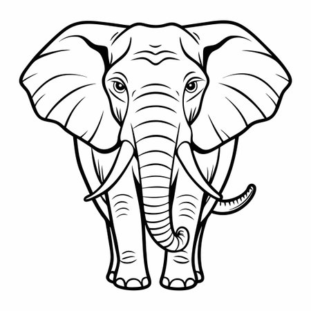 Hand-Drawn Elephant Outline Illustration Depicting the Majestic Creatureのイラスト素材
