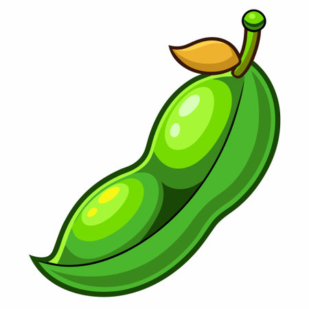 Intricate Coloring Page Featuring an Isolated Green Bean Fruitのイラスト素材