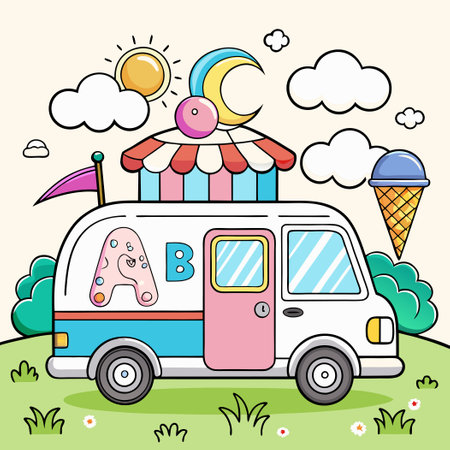 Color Your Way Through the Alphabet with the Ice Cream Truck!のイラスト素材