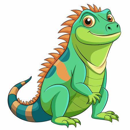 Vibrant and Colorful Iguana Cartoon for Children's Books and Educational Materialsのイラスト素材