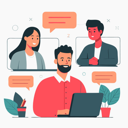 Virtual Collaboration and Communication through Work Chatのイラスト素材