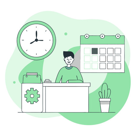 Conceptual Illustration Depicting the Concept of Time in the Workplaceのイラスト素材