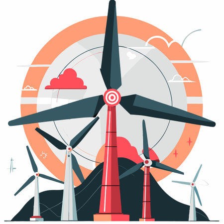 Illustrative Concept of a Modern Wind Turbine Design, Number 3のイラスト素材