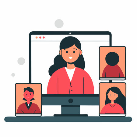 Online Learning Concept: A Teacher Connecting with Students Virtuallyのイラスト素材