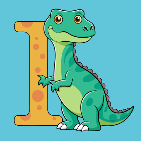 Iguandon Alphabet Coloring Page Featuring the Letter 'i' for Preschoolersのイラスト素材