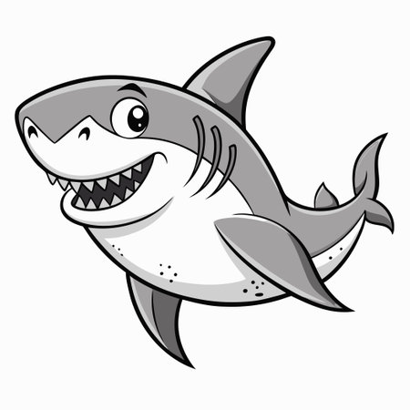 Printable Great White Shark Outline for Kids' Creative Coloring Funのイラスト素材