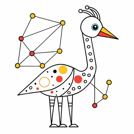Dot to Dot Crane: Isolated Coloring Page for Kids with Numbersのイラスト素材