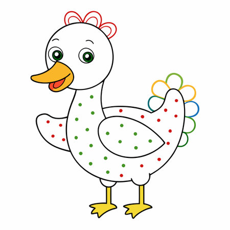 Connect-the-Dots Goose Coloring Page for Young Artistsのイラスト素材