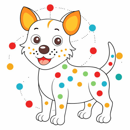 Dot-to-Dot Dog Coloring Challenge for Children's Creativity and Learningのイラスト素材