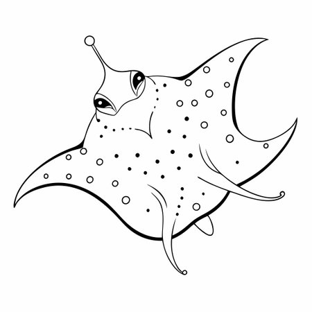 Printable Dot-to-Dot Manta Ray Coloring Sheet for Childrenのイラスト素材