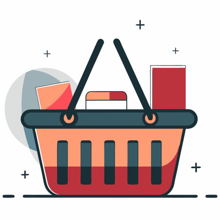 3D Shopping Basket Illustrating Concept of Online Consumerismのイラスト素材