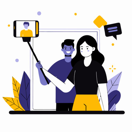 Creative Smartphone Selfie Illustration with Abstract Conceptのイラスト素材