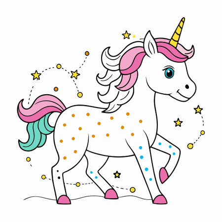 Connect the Dots to Reveal a Magical Unicorn Strollのイラスト素材