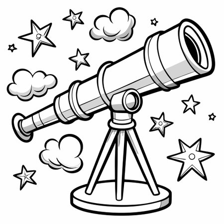 Telescope Aiming at the Night Sky for Stargazingのイラスト素材