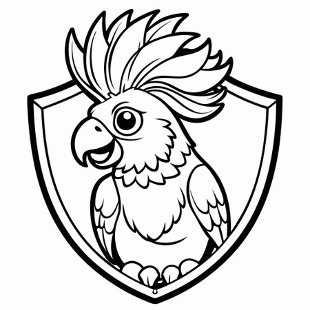 Intricate Coloring Page Featuring a Cockatoo with an Impressive Crestのイラスト素材