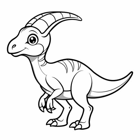 Intricate Coloring Page Depicting a Calling Parasaurolophus Dinosaurのイラスト素材