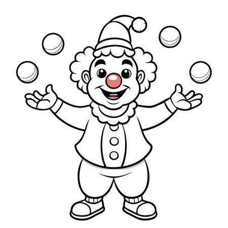 Clown Juggling Colorful Balls Coloring Page for Kidsのイラスト素材
